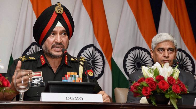 New Delhi: Director General Military Operations (DGMO), Ranbir Singh salutes after the Press Conferences along  with External Affairs Spokesperson Vikas Swarup,  in New Delhi on Thursday. India conducted Surgical strikes across the Line of Control in Kashmir on Wednesday night. PTI Photo by Shirish Shete (PTI9_29_2016_000022B) *** Local Caption ***