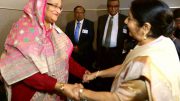 Rohingya crisis: Sushma Swaraj meets Sheikh Hasina, no discussion on ongoing issue so far